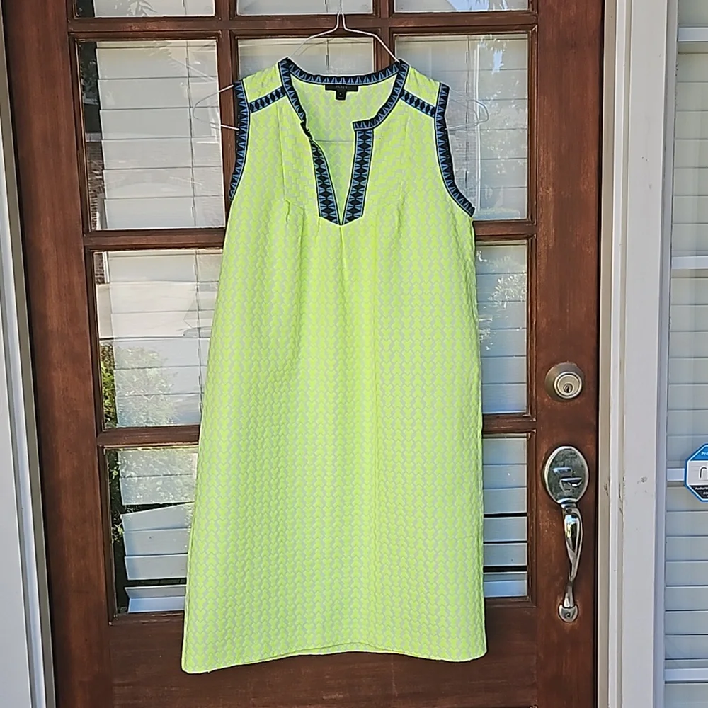 J. Crew Neon yellow Geometric Pattern Shift Dress - Picture 4 of 7